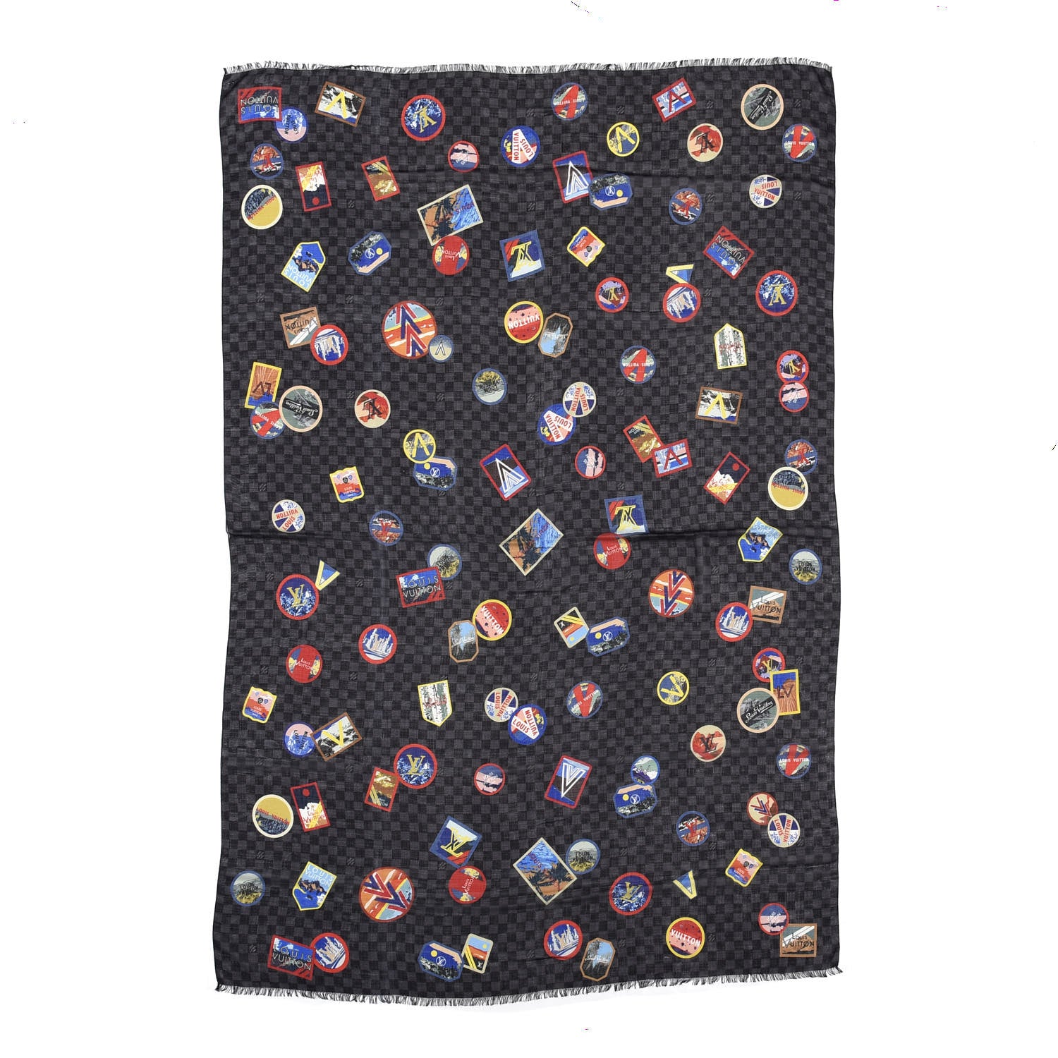 Louis Vuitton Cashmere Silk Damier Graphite Alps Shawl 1 of 3