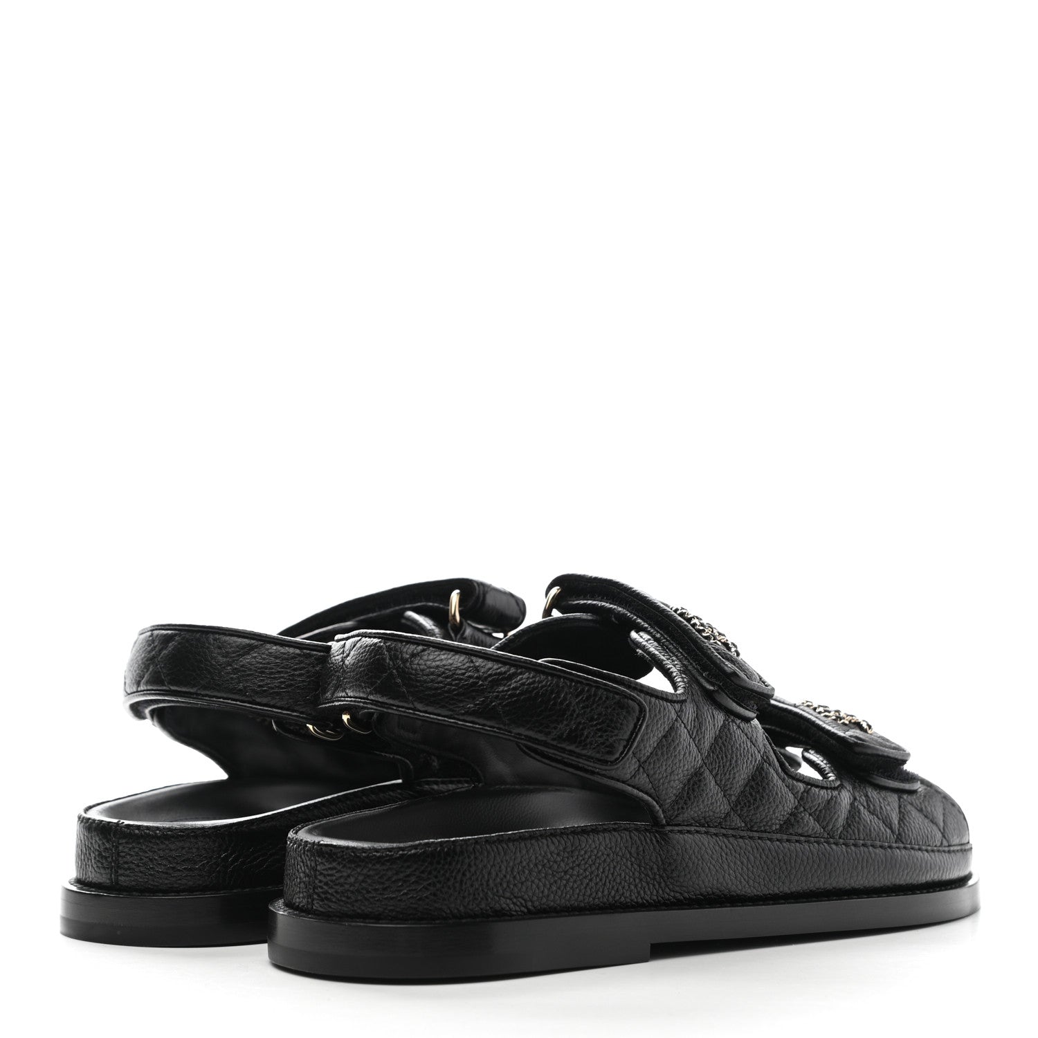 Chanel Grained Calfskin Velcro Dad Sandals 36 Black 4 of 9