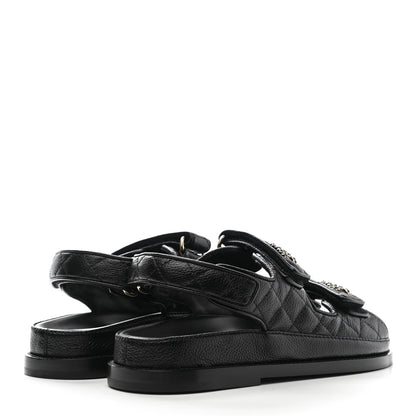 Chanel Grained Calfskin Velcro Dad Sandals 36 Black 4 of 9