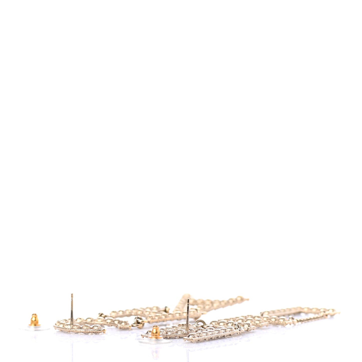 Crystal Cha-Nel Logo Drop Earrings Gold