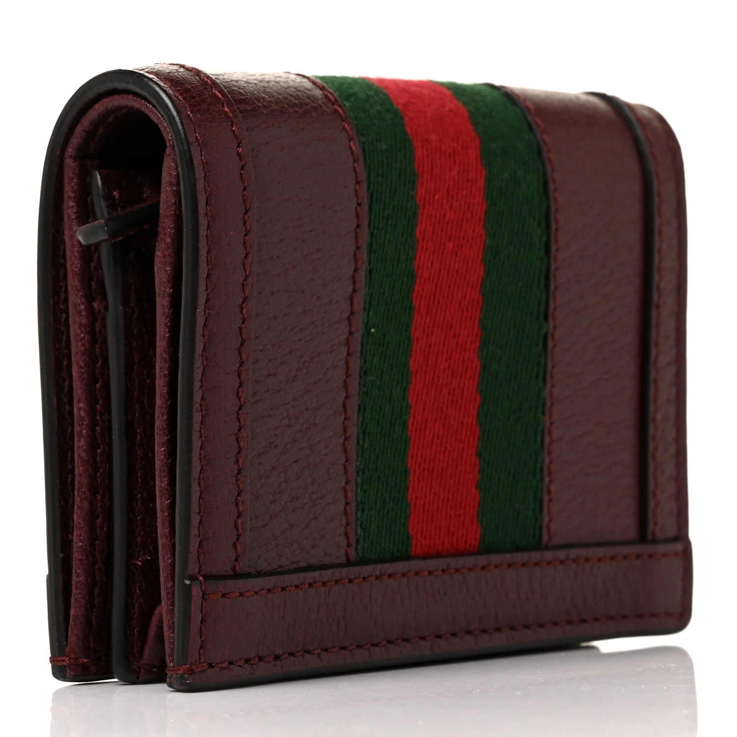 Gucci Textured Calfskin Web Ophidia Card Case Vintage Bordeaux 3 of 9