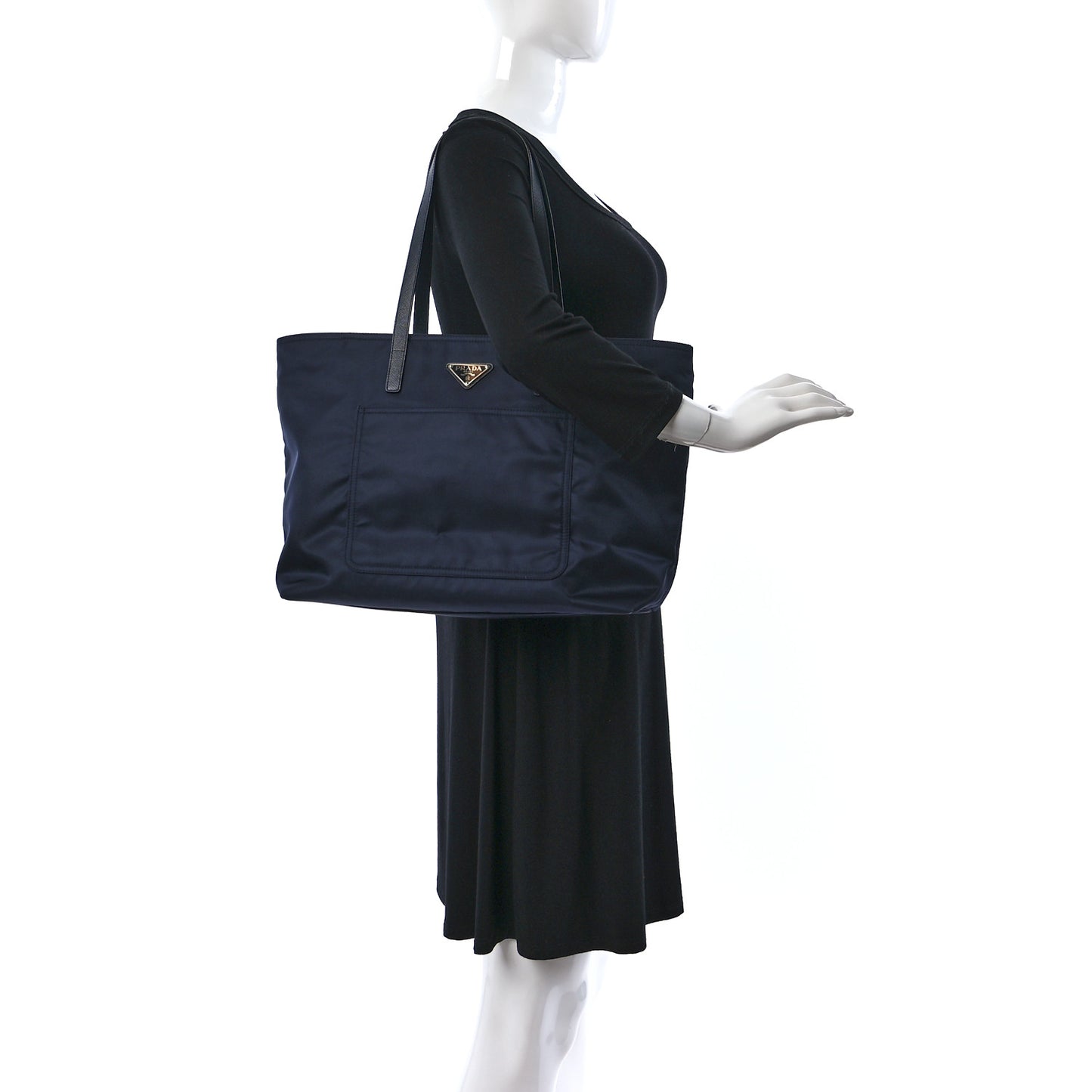 Tessuto Nylon Saffiano Tote Navy