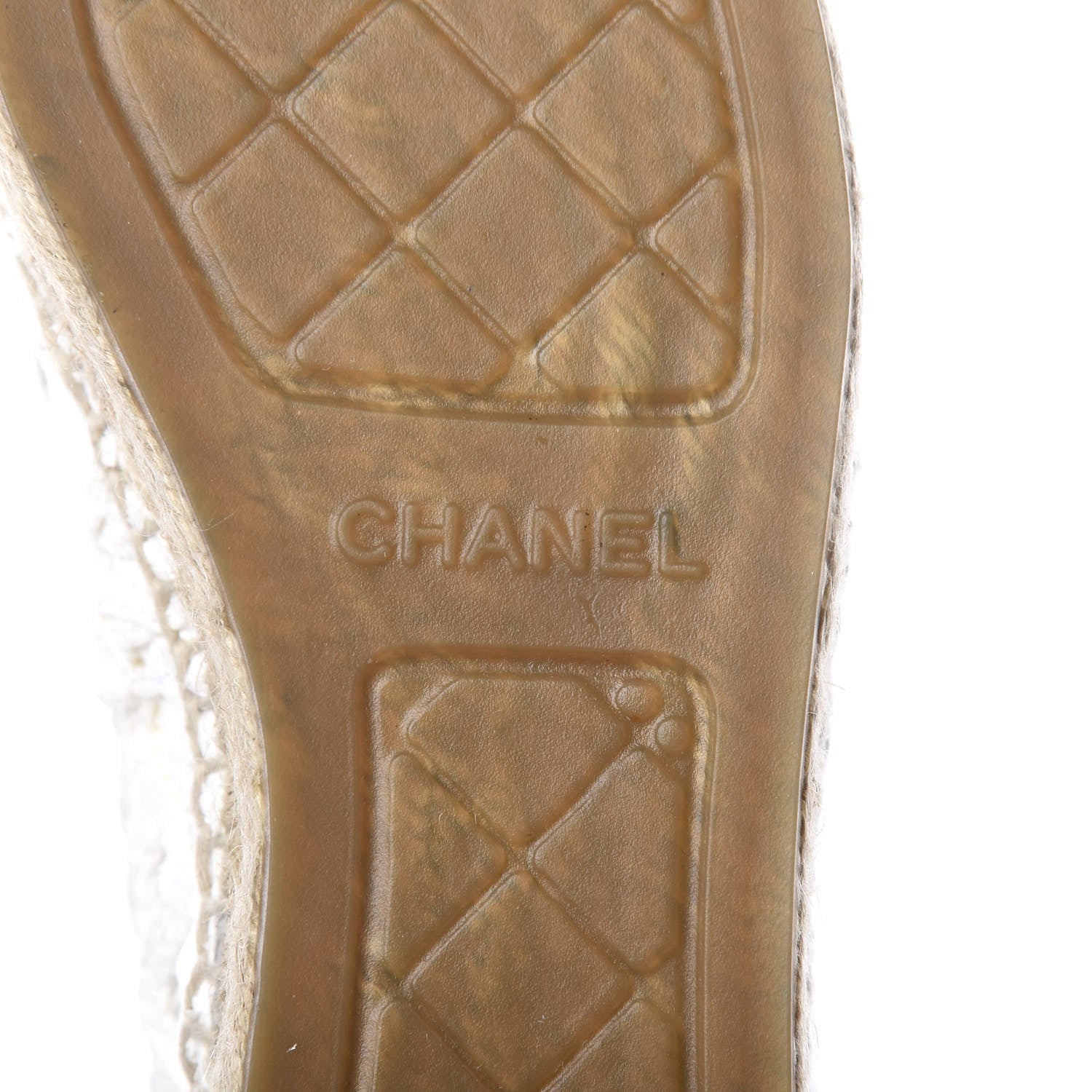 Chanel Woven Fabric Grosgrain CC Espadrilles 38 White Black 8 of 13