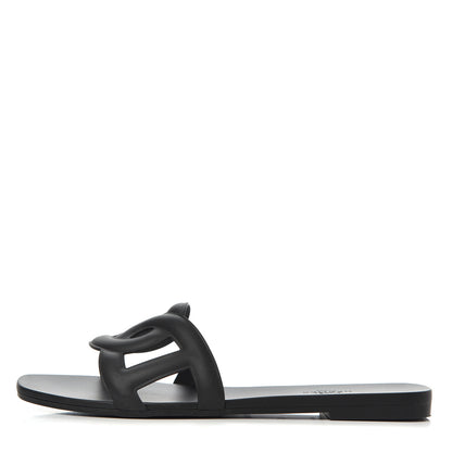 Hermes Rubber Aloha Sandals 39 Black 1 of 15
