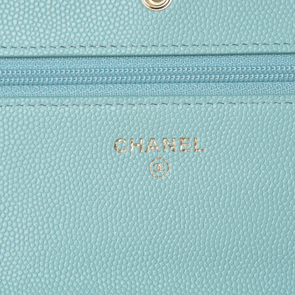 Chanel Caviar Quilted Wallet On Chain WOC Light Blue 6 of 9