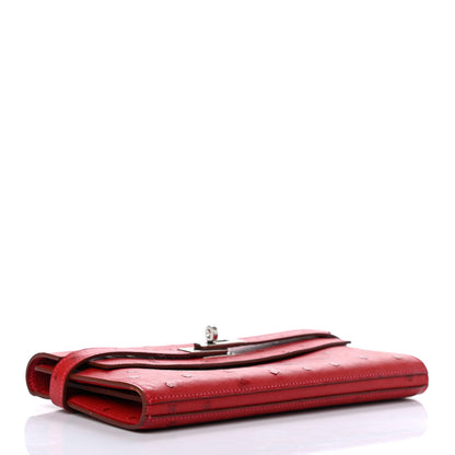 Hermes Ostrich Kelly Longue Wallet Rouge Vif 3 of 7