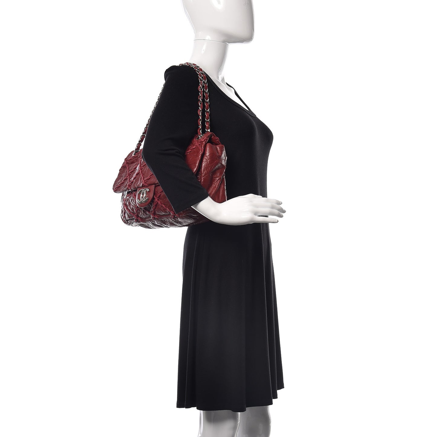 Calfskin Ultra Stitch Oversize Flap Dark Red