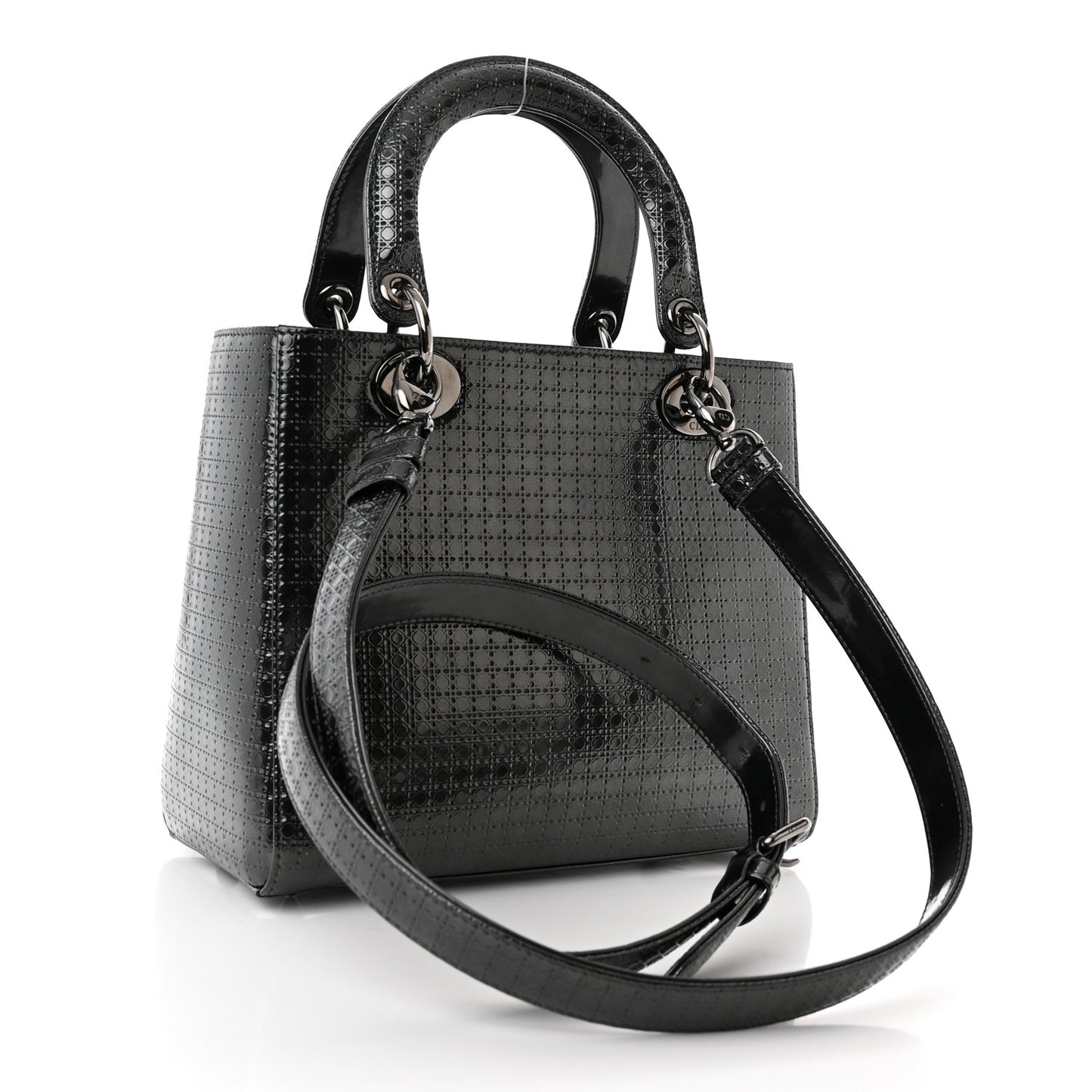 Patent Micro-Cannage Medium Lady Dior Onyx Black