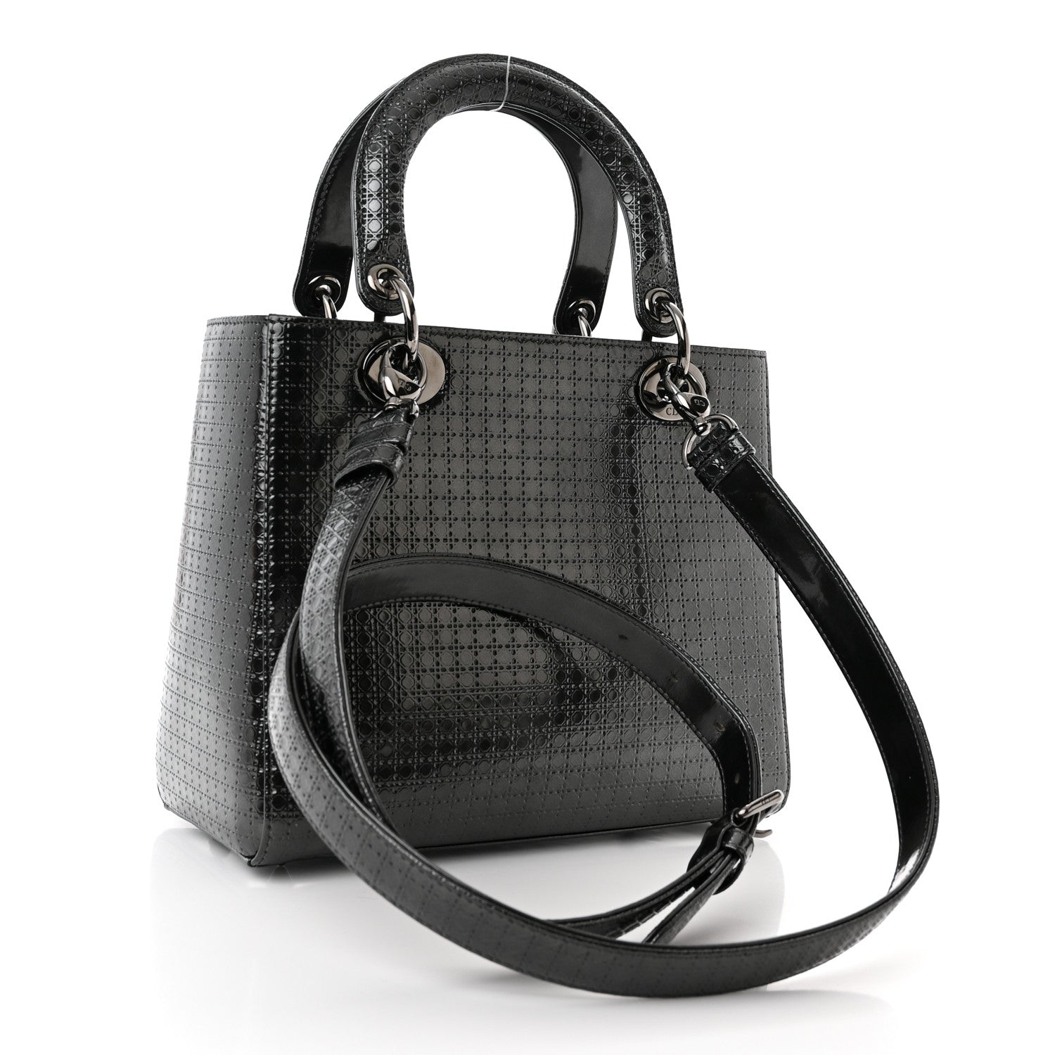 Christian Dior Patent Micro-Cannage Medium Lady Dior Onyx Black 3 of 9