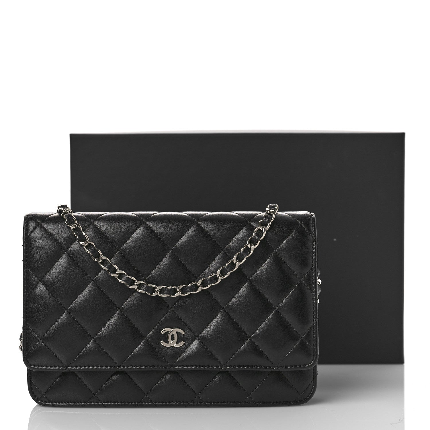 Chanel Lambskin Quilted Wallet On Chain WOC Black 11 of 11