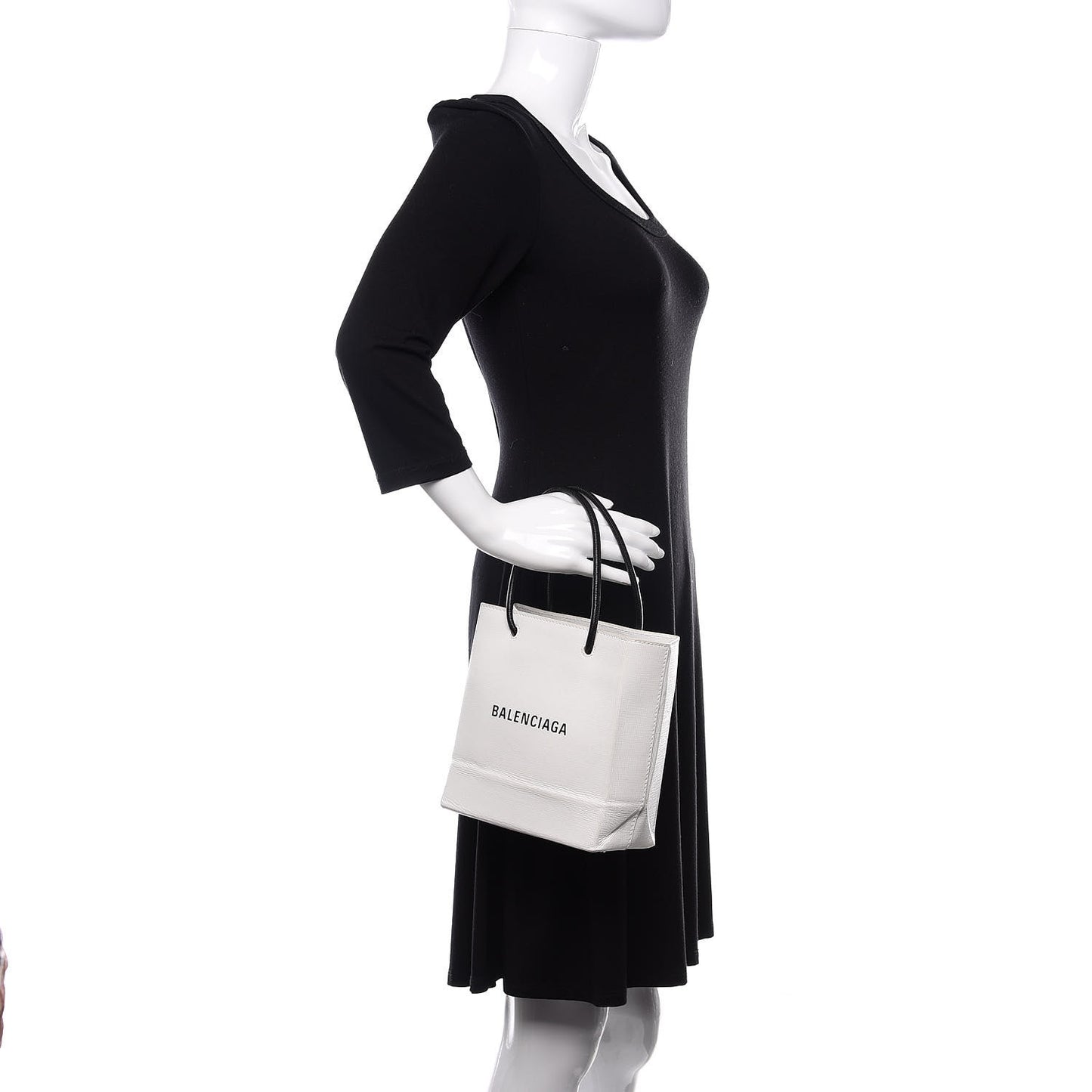 Squared Calfskin Logo Shopping Tote XXS White