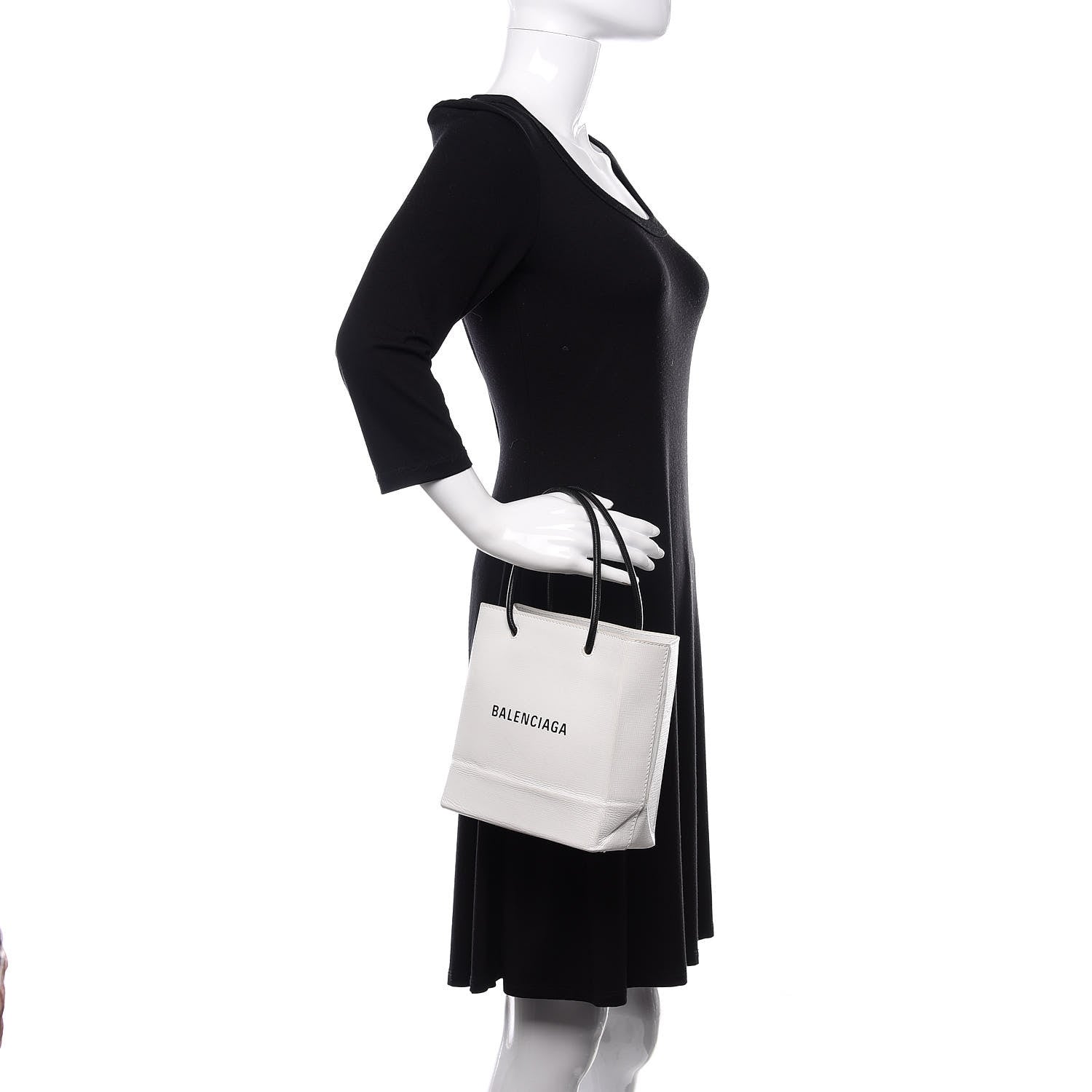 Balenciaga Squared Calfskin Logo Shopping Tote XXS White 2 of 13