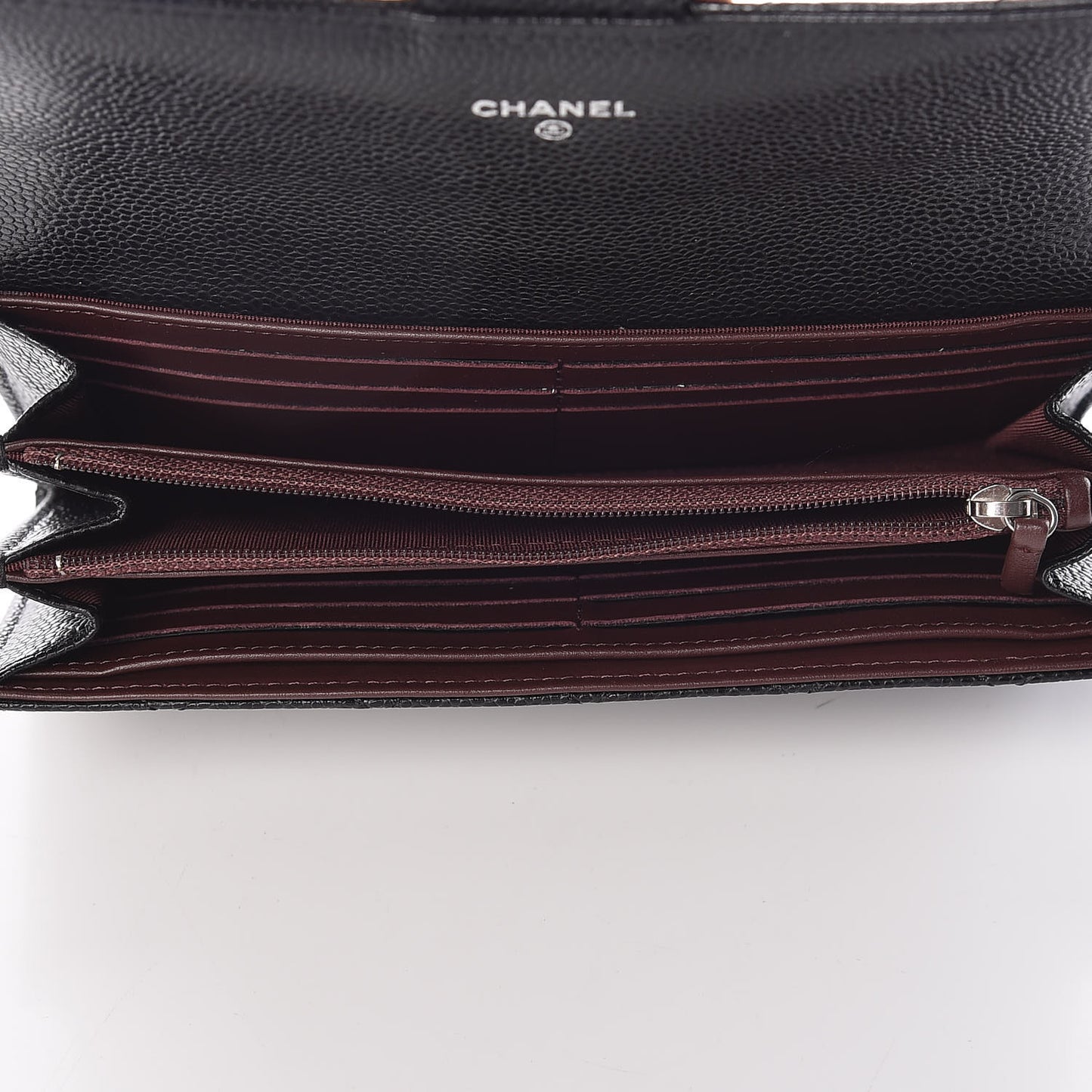 Caviar Quilted Large Gusset Flap Wallet Black