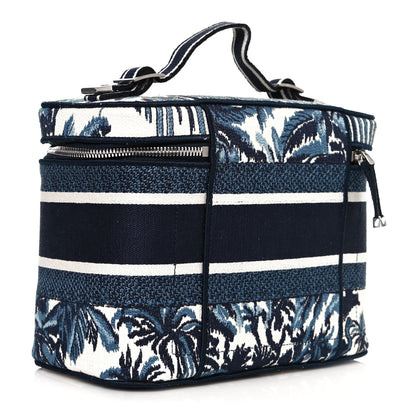 Christian Dior Canvas Embroidered Palm Tree Diortravel Vanity Case Blue Multicolor 3 of 12