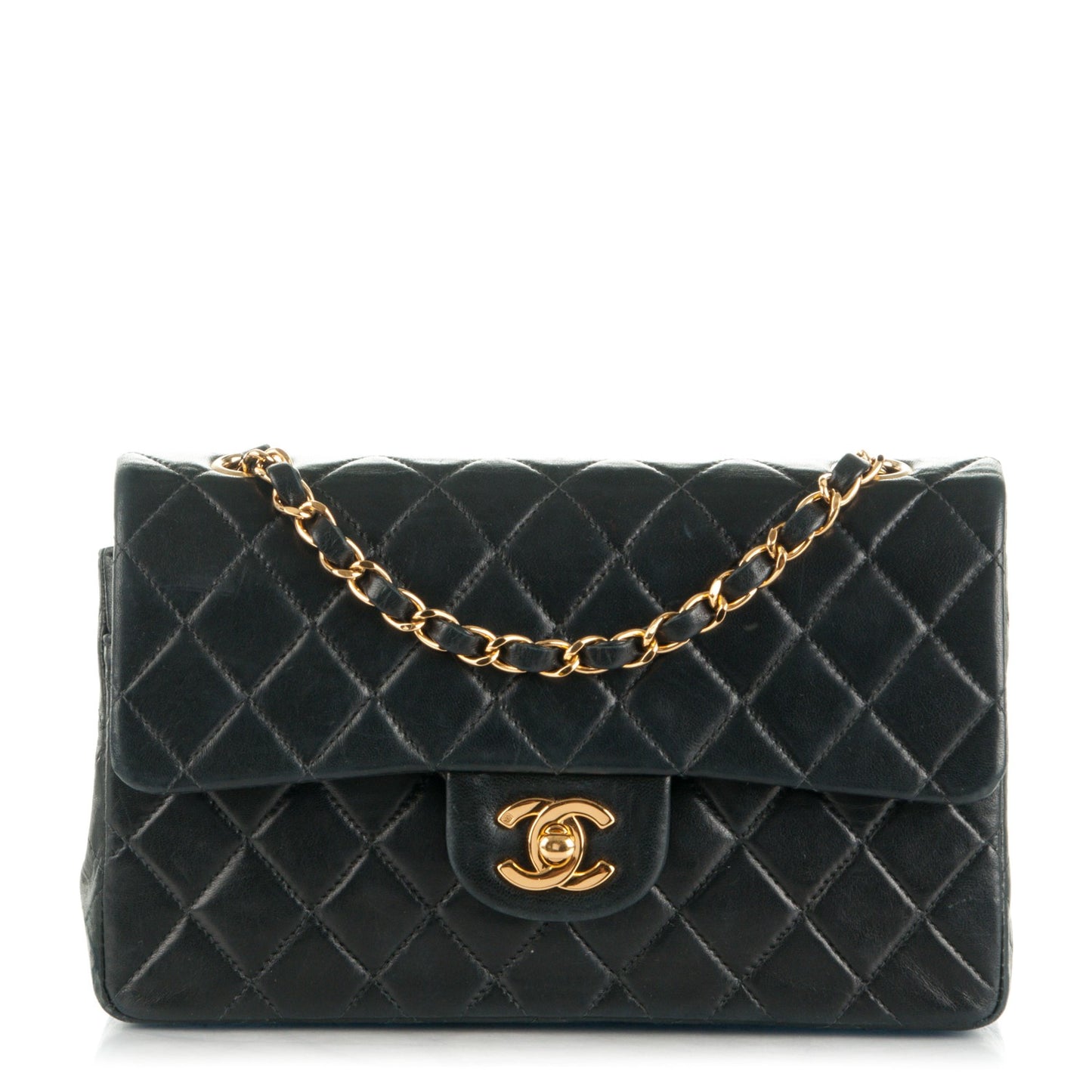 Lambskin Quilted Small Double Flap Black
