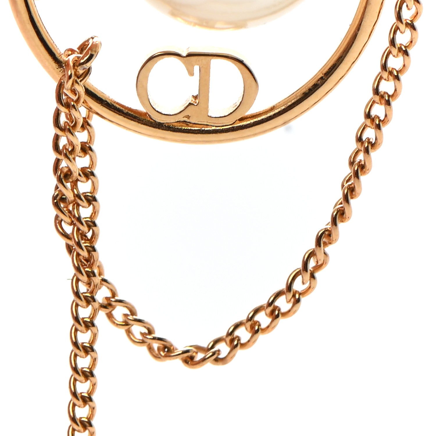 Christian Dior Pearl Tribales Dangle Chain Earrings Gold 6 of 6