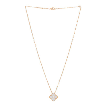 Van Cleef & Arpels 18K Yellow Gold Diamond Yellow Mother of Pearl Vintage Alhambra Pendant Necklace 2 of 4