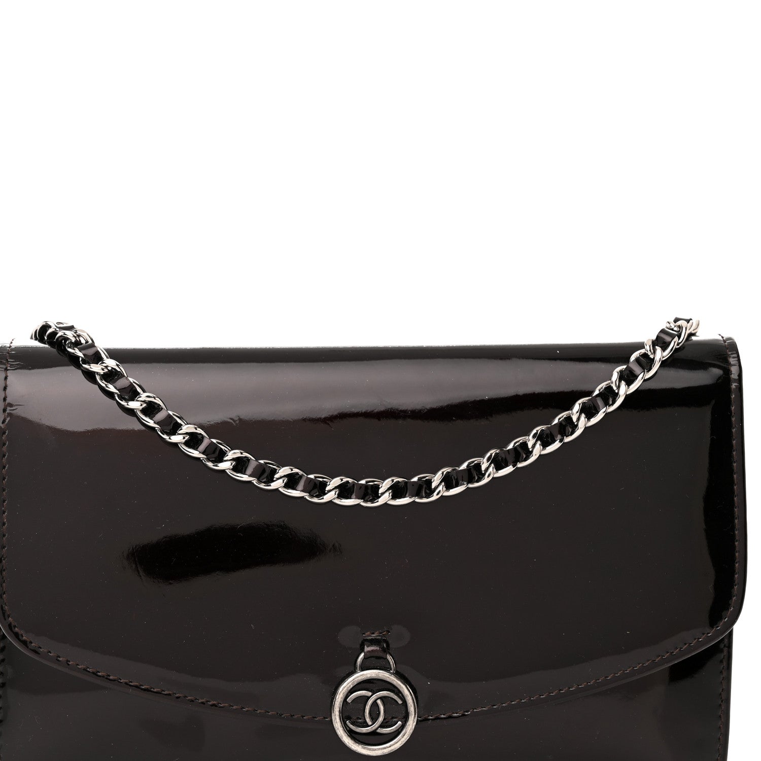 Chanel Patent Coco Cabas Wallet On Chain WOC Burgundy 9 of 24