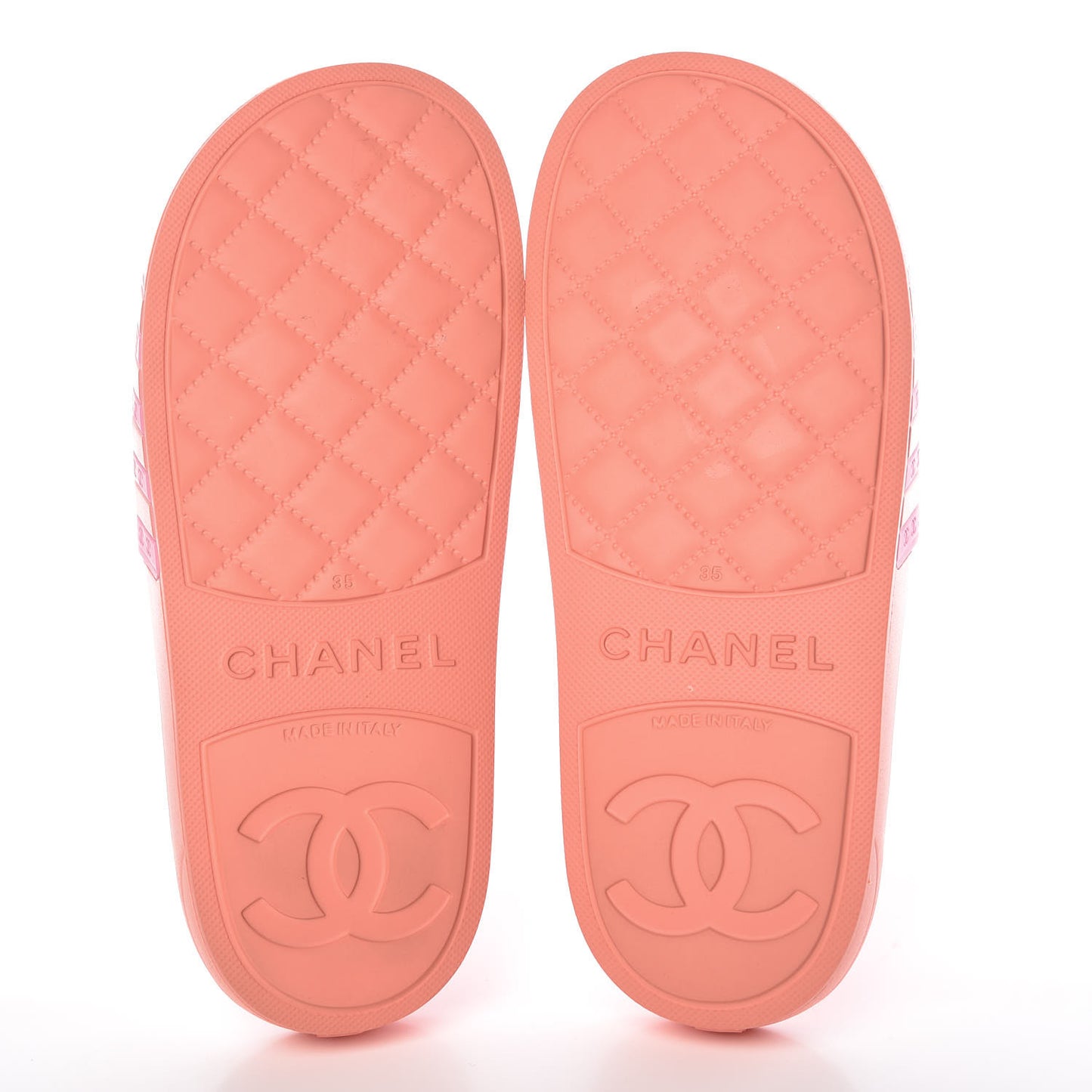 Rubber CC Flat Slide Sandals 35 Orange Pink