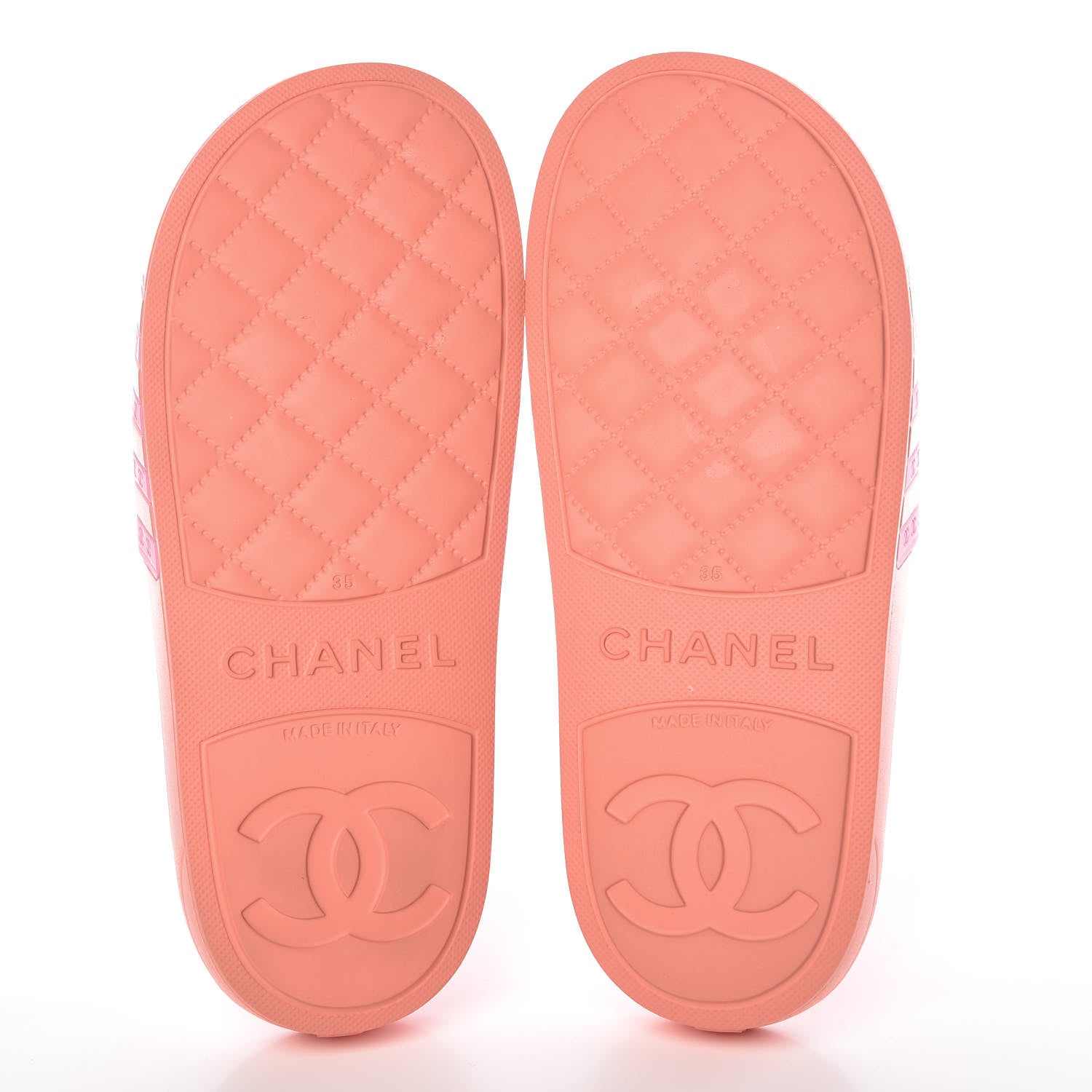 Chanel Rubber CC Flat Slide Sandals 35 Orange Pink 5 of 8