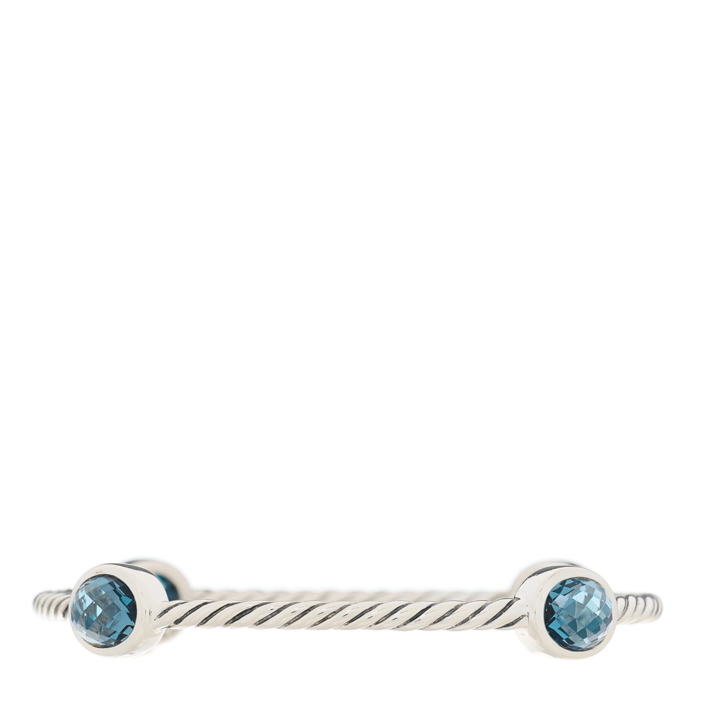 Sterling Silver Blue Topaz 3mm 4 Station Bangle Bracelet