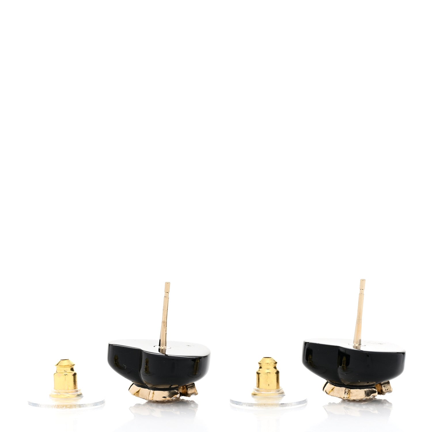 Chanel Resin Crystal CC Heart Earrings Black Gold 4 of 5