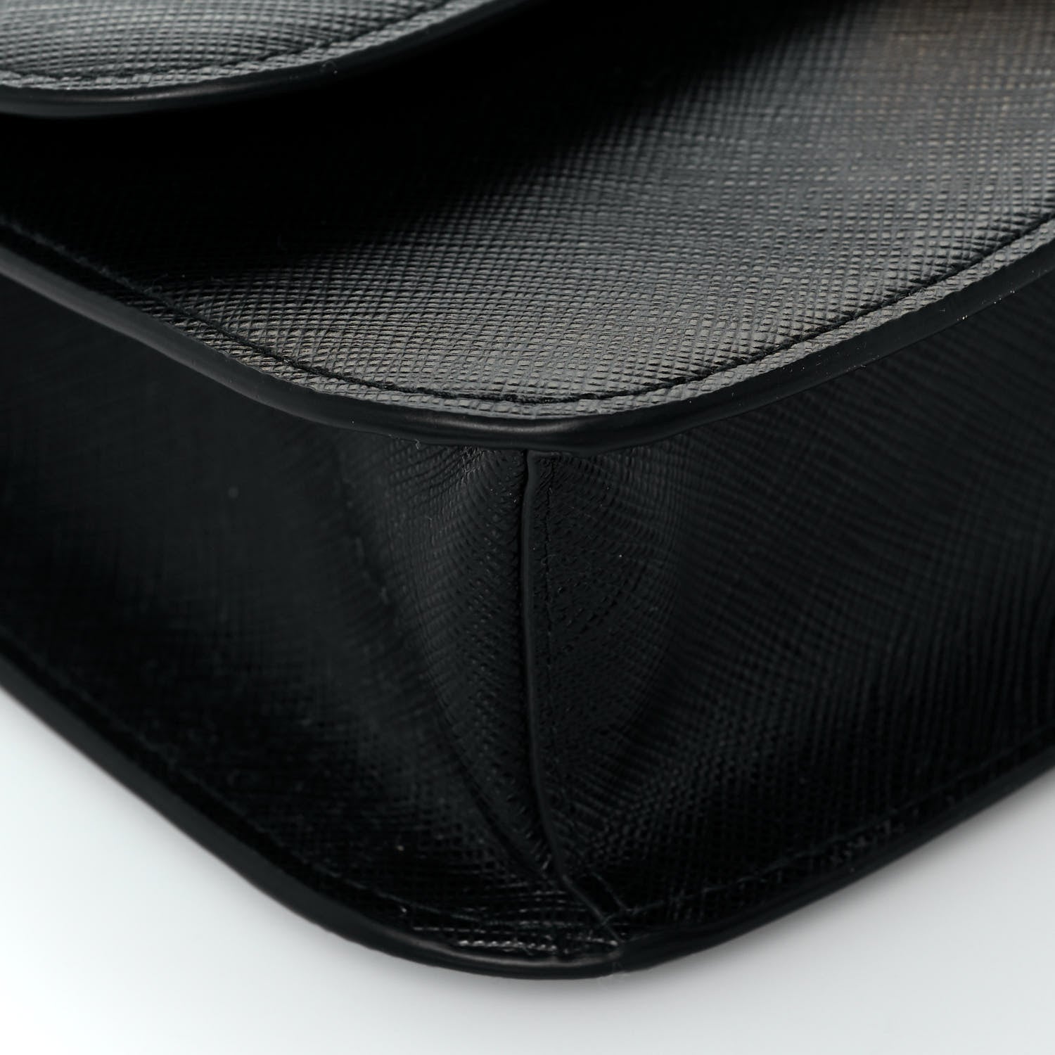 Prada Saffiano Cuir Triangle Embleme Flap Shoulder Bag Black 8 of 12
