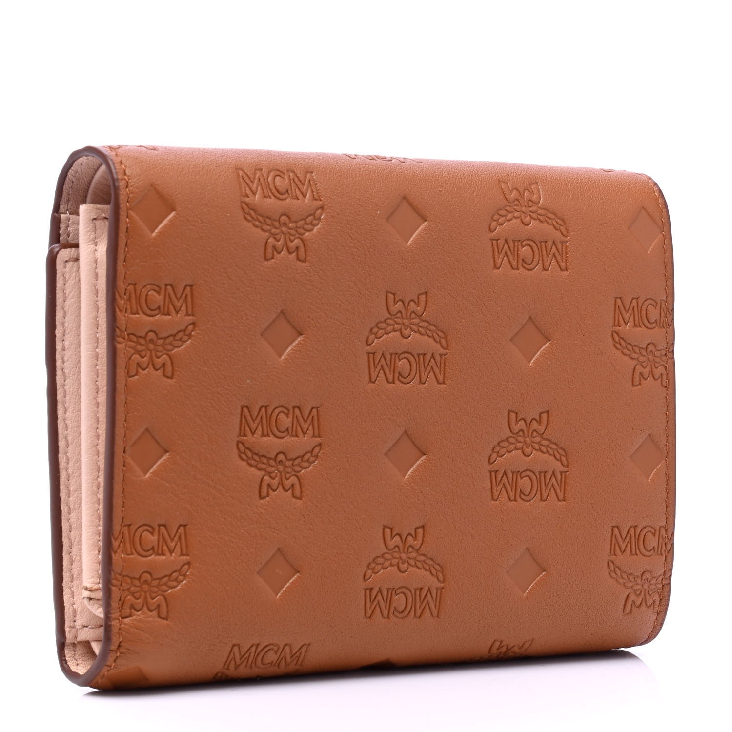 MCM Calfskin Ottomar Small Patricia Tri-Fold Wallet Cognac 2 of 4