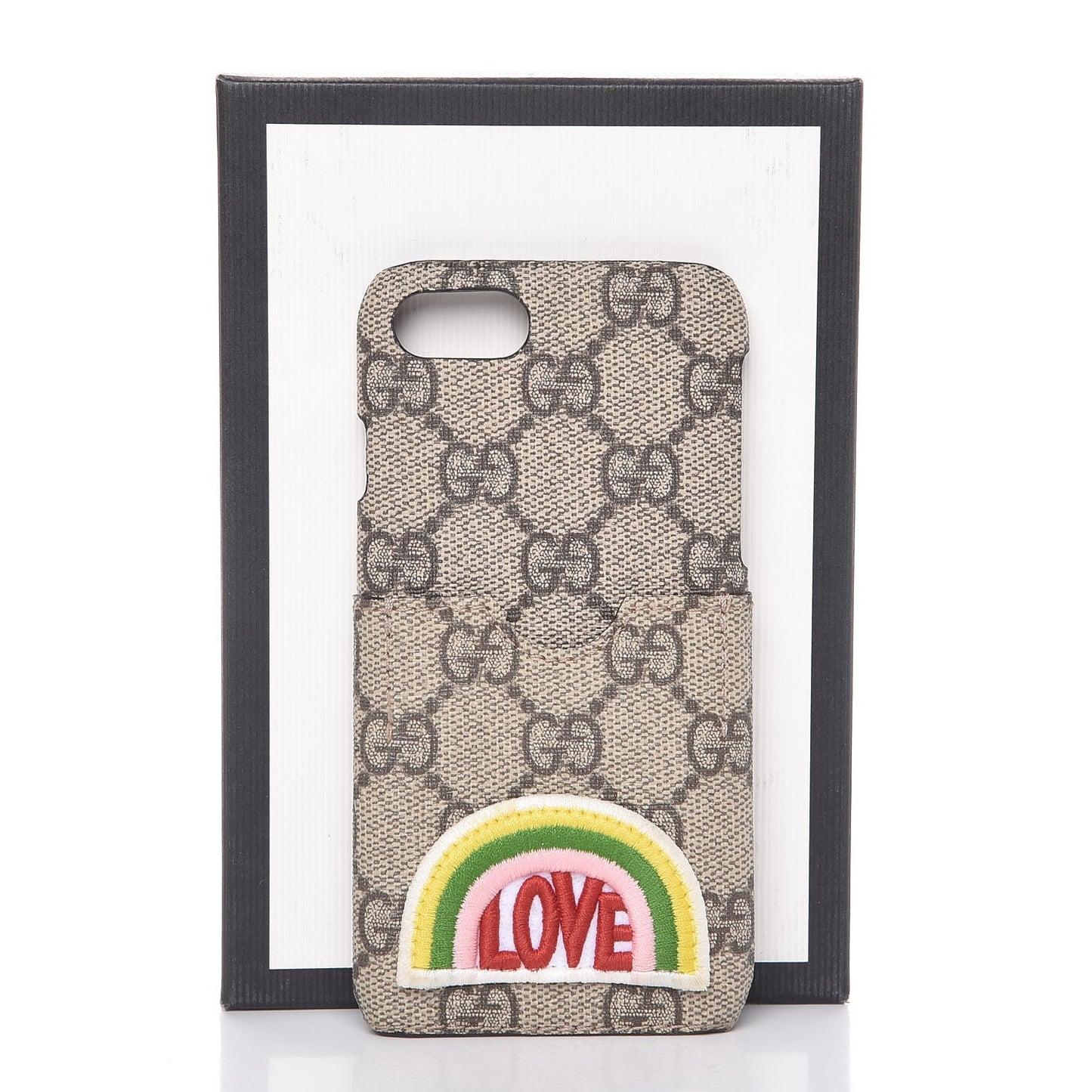 GG Supreme Monogram Embroidered Rainbow iPhone 7 Case