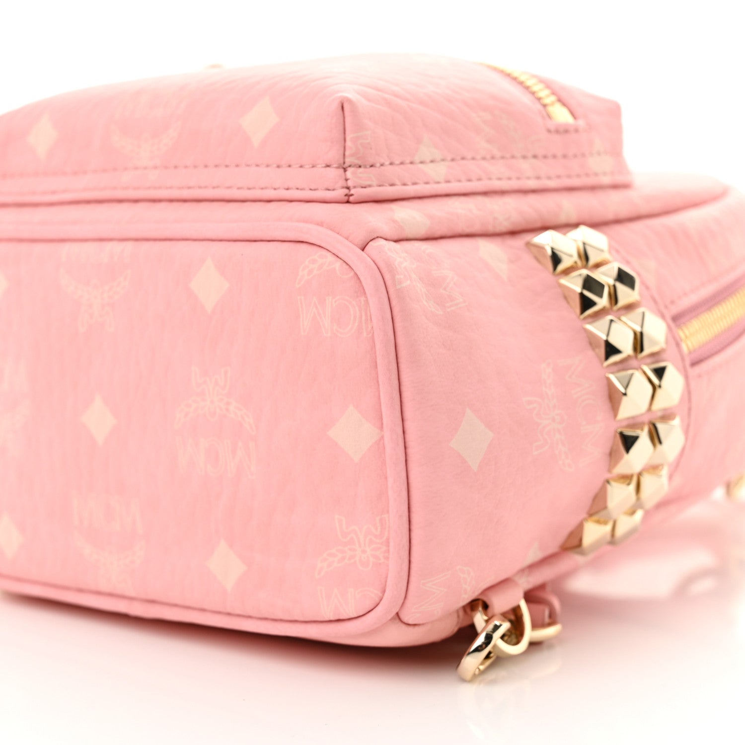MCM Visetos Side Stud X-Mini Stark Bebe Boo Backpack Soft Pink 9 of 9