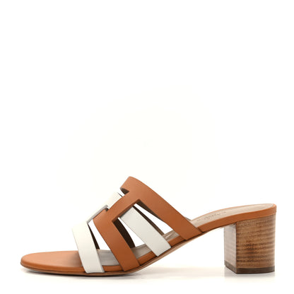 Hermes Calfskin Amica Sandals 39.5 White Natural 1 of 9