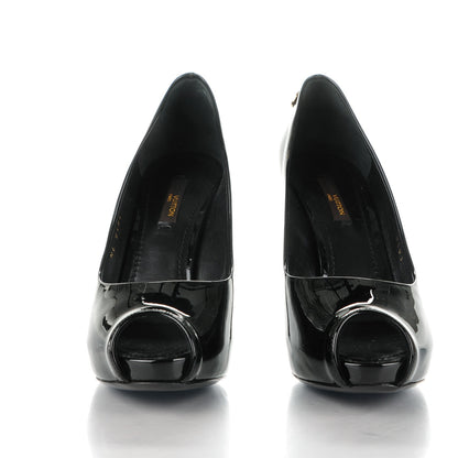 Louis Vuitton Patent Calfskin Oh Really Peep Toe Pumps 36 Black 2 of 7
