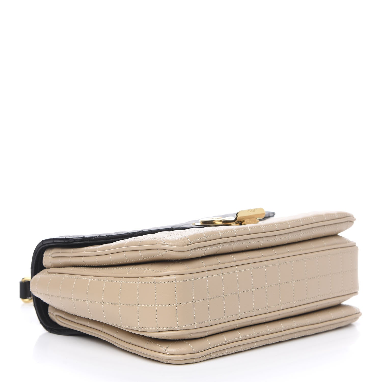 Celine Calfskin Quilted Medium C Bag Black Beige 4 of 8