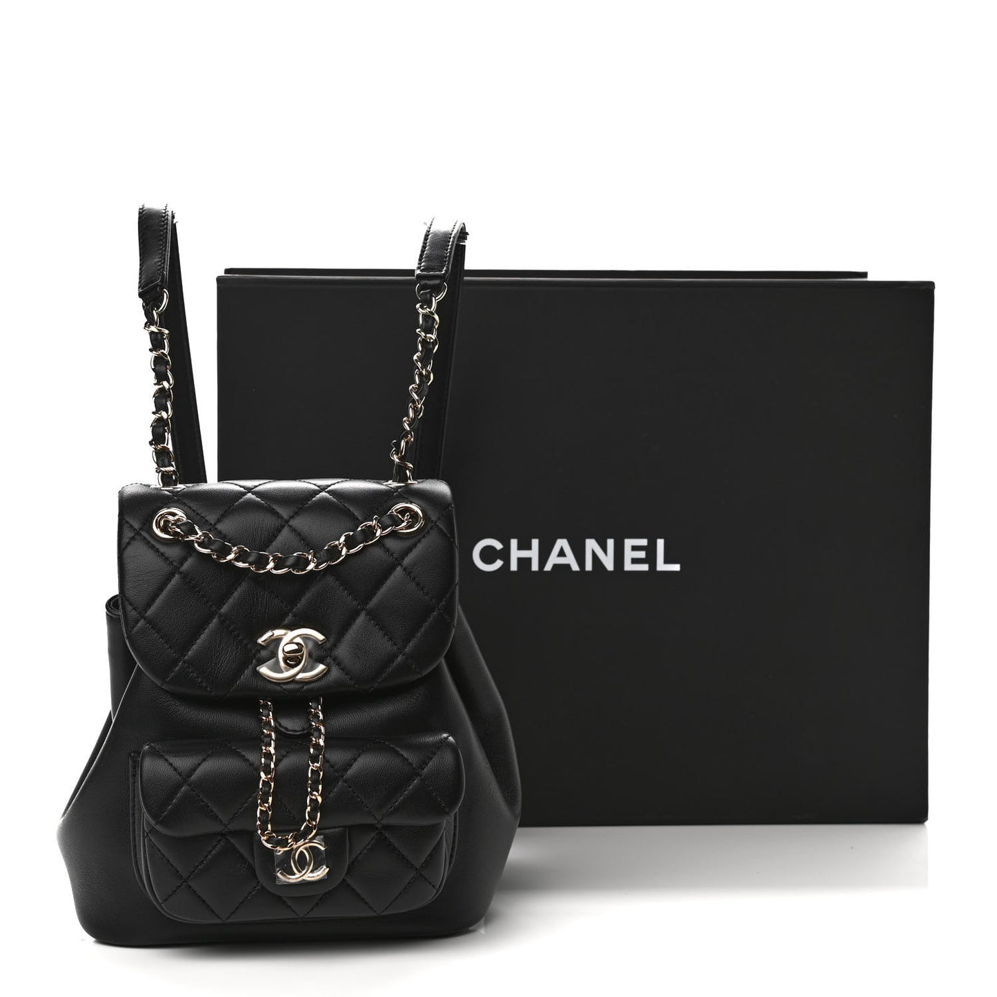 Lambskin Quilted Small Duma Drawstring Backpack Black