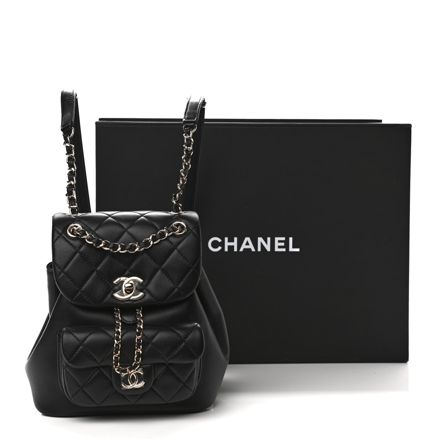 Chanel Lambskin Quilted Small Duma Drawstring Backpack Black 11 of 11