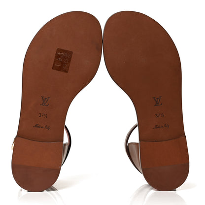 Louis Vuitton Calfskin Monogram Ocean Drive Flat Sandals 37.5 Cognac 7 of 13