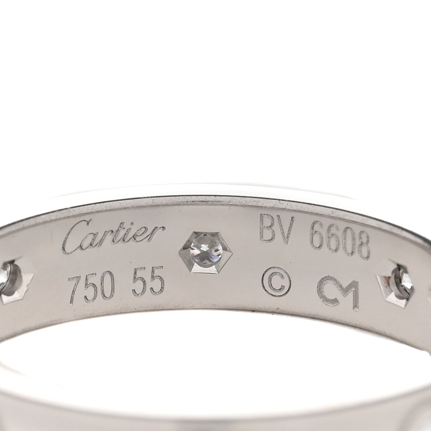 18K White Gold 8 Diamond 4mm Wedding Band LOVE Ring 55 7.25