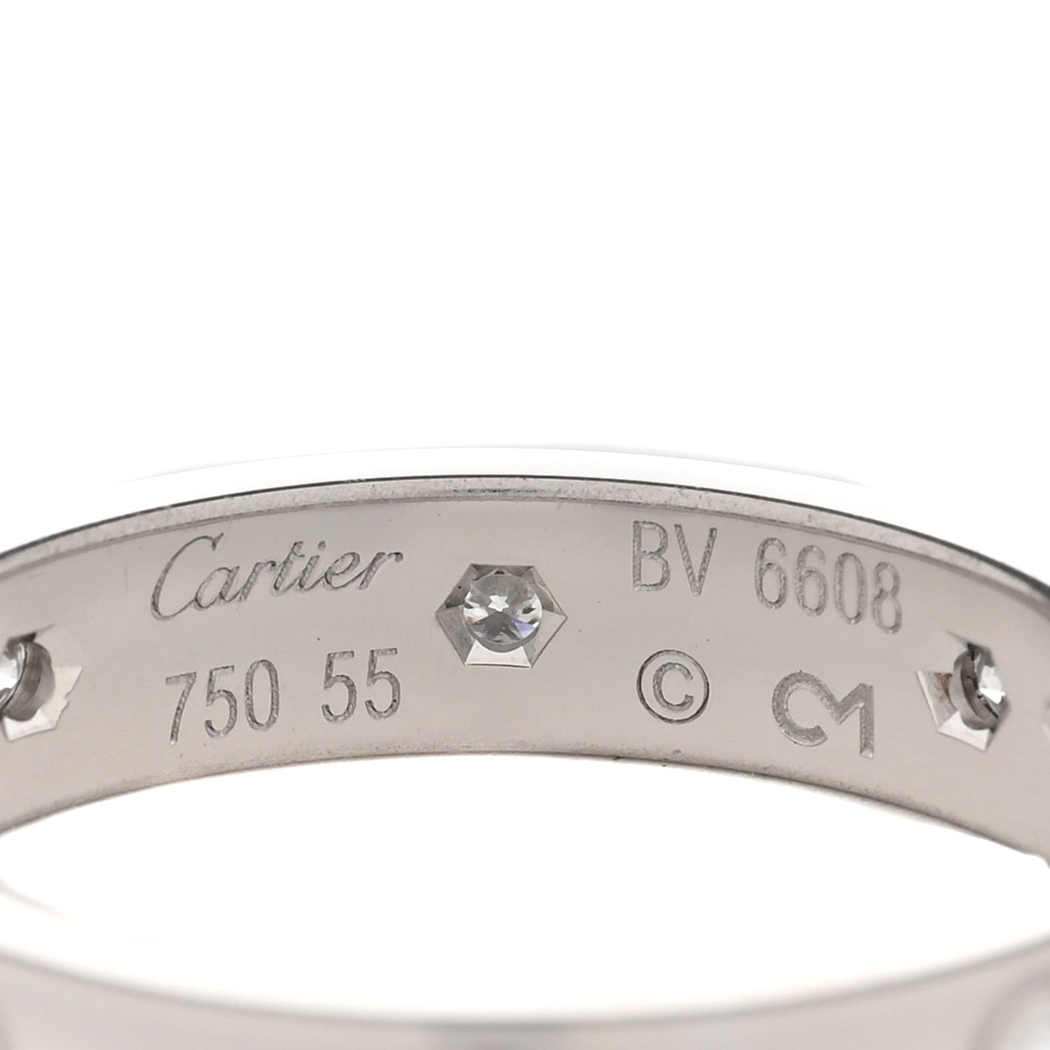 Cartier 18K White Gold 8 Diamond 4mm Wedding Band LOVE Ring 55 7.25 4 of 4