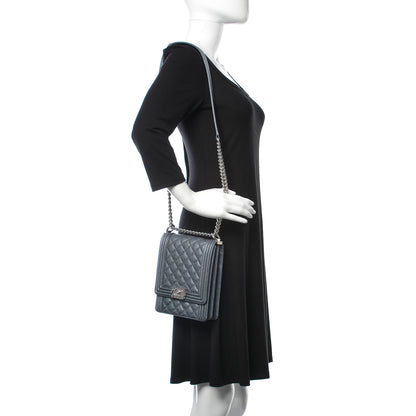 Chanel Iridescent Caviar Quilted North South Boy Flap Grey 2 of 9