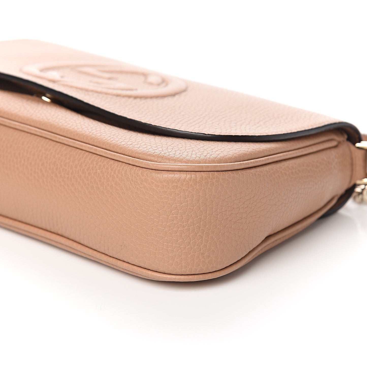Pebbled Calfskin Medium Soho Flap Crossbody Camelia