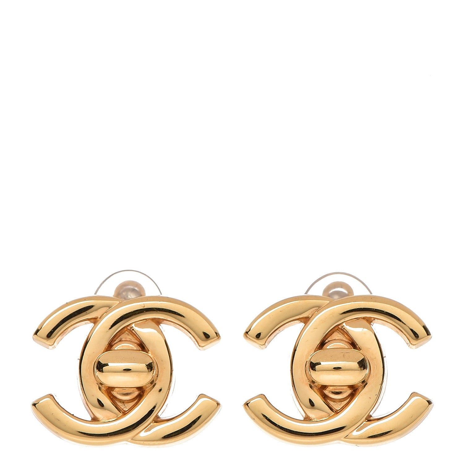 Chanel Metal CC Turnlock Clip On Earrings Gold 1 of 4