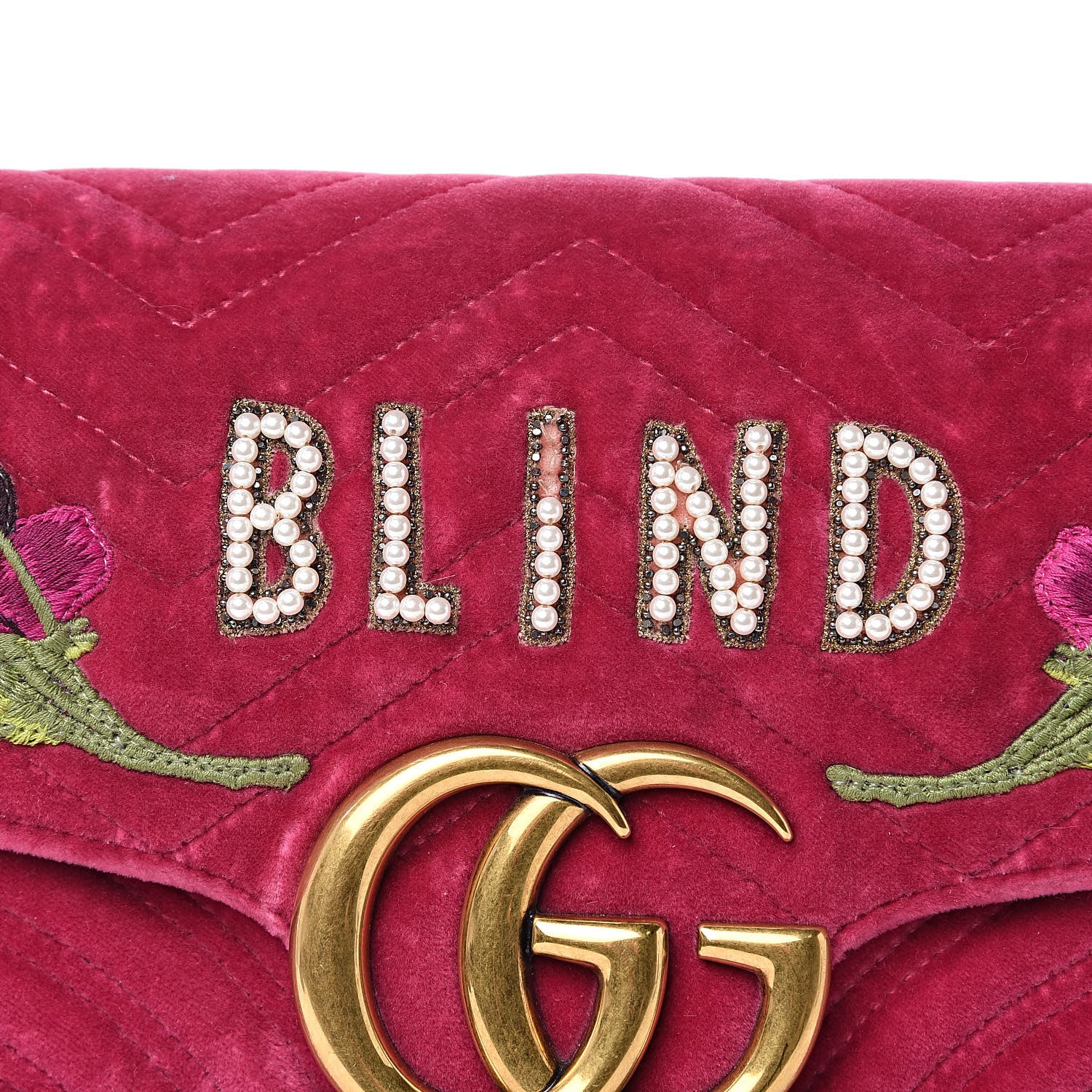 Gucci Velvet Matelasse Blind for Love Embroidered Medium GG Marmont Shoulder Bag Light Raspberry Rose Multicolor 11 of 20