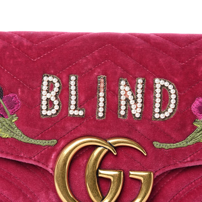 Gucci Velvet Matelasse Blind for Love Embroidered Medium GG Marmont Shoulder Bag Light Raspberry Rose Multicolor 11 of 20