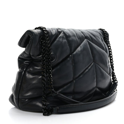 Saint Laurent Lambskin Quilted Monogram Monochrome Medium Loulou Puffer Chain Satchel Black 2 of 8