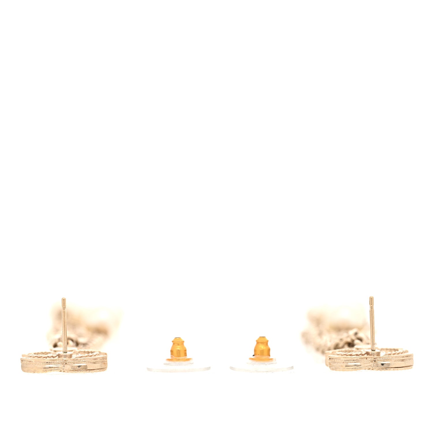 Chanel Chain Pearl CC Drop Earrings Light Gold 5 of 5