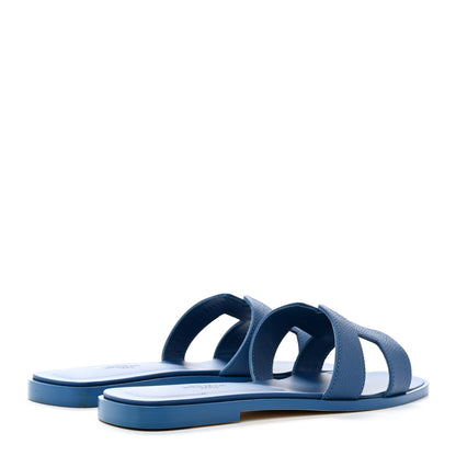 Hermes Epsom Oran Sandals 38.5 Bleu Bleuet 4 of 9