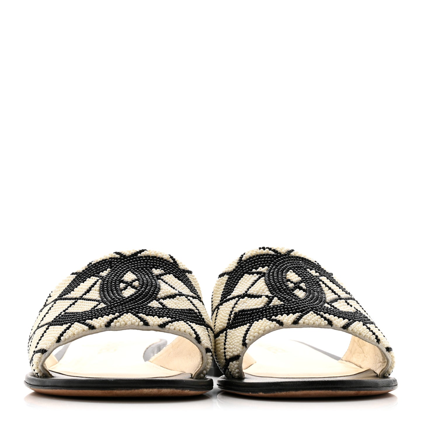 Pearl Embroidery CC Mules 38.5 Black White