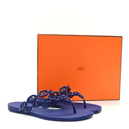 Hermes Rubber Chaine d'Ancre Island Sandals 39 Bleu Smalt 9 of 9