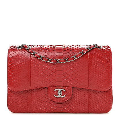 Chanel Snakeskin Jumbo Double Flap Red 1 of 14