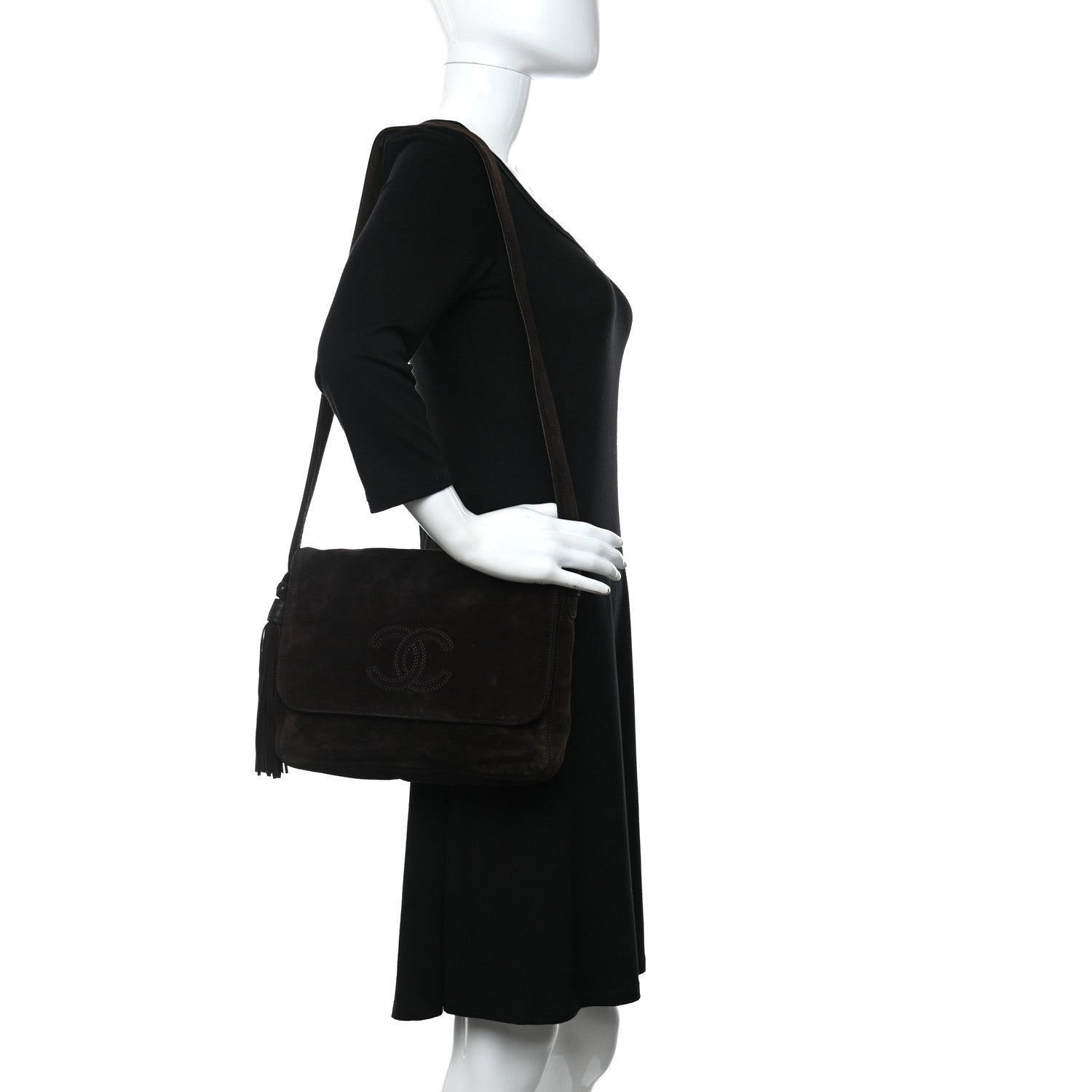 Chanel Suede CC Messenger Flap Bag Brown 2 of 12